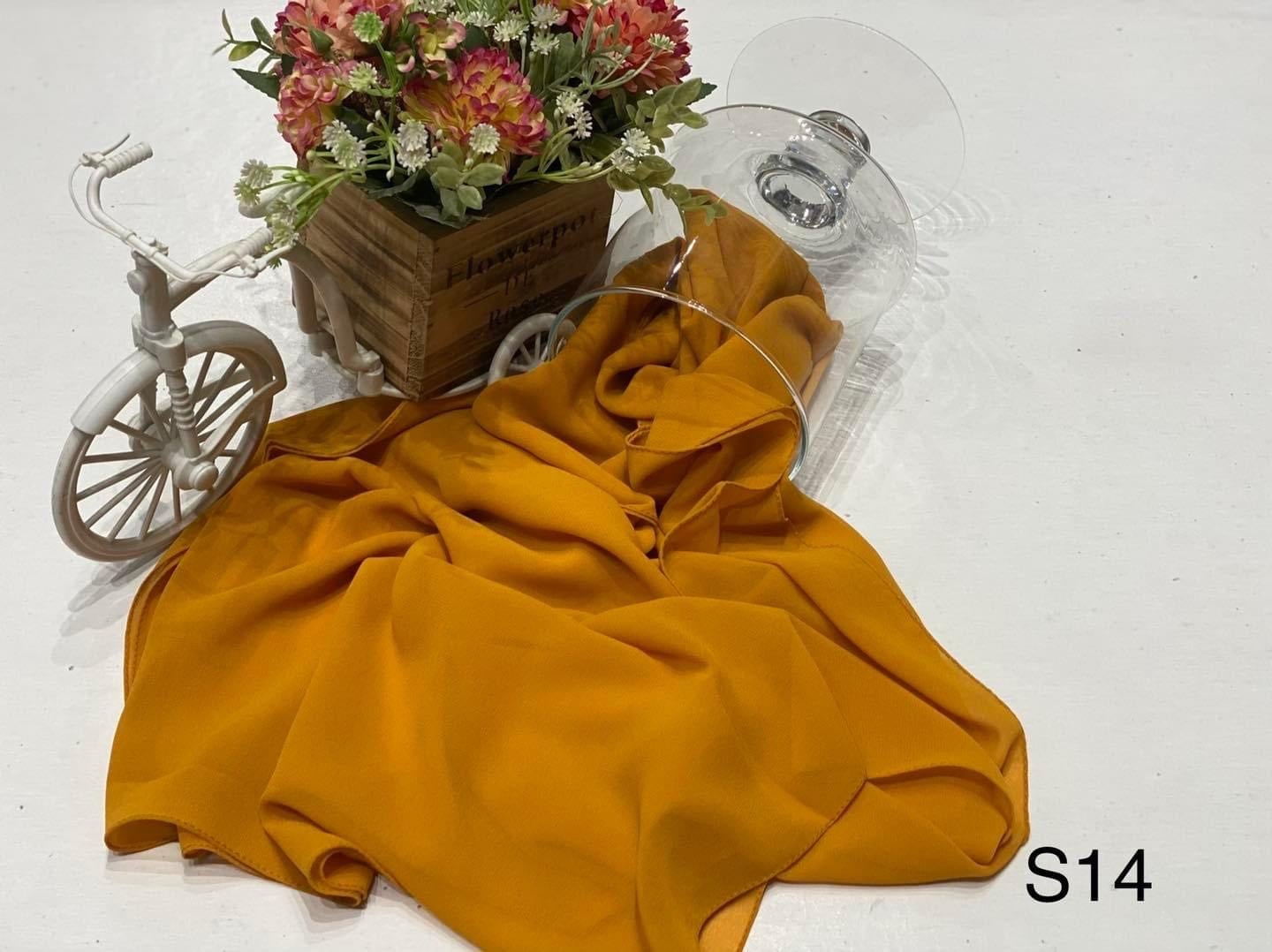 Shades of Mustard Yellow 175 X 50 cm Chiffon Scarf